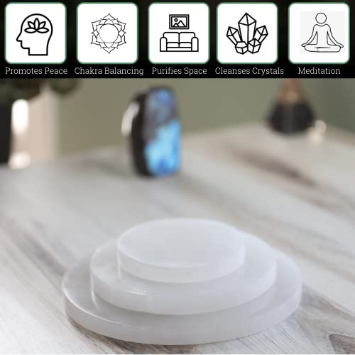Wish Well Selenite Charging Plate – 4" Round Selenite Crystal – Mined & Crafted in Morocco – Ideal for Cleansing Crystals & Healing Stones, Meditation, Reiki – Protection Crystals – Spiritual Gifts & Decor - Image 4