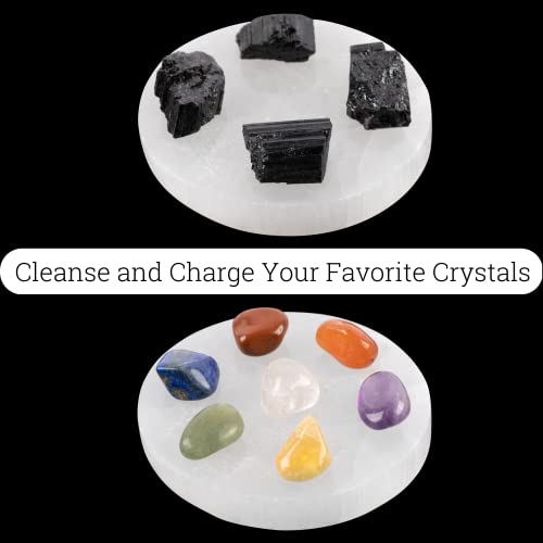 Wish Well Selenite Charging Plate – 4" Round Selenite Crystal – Mined & Crafted in Morocco – Ideal for Cleansing Crystals & Healing Stones, Meditation, Reiki – Protection Crystals – Spiritual Gifts & Decor - Image 3