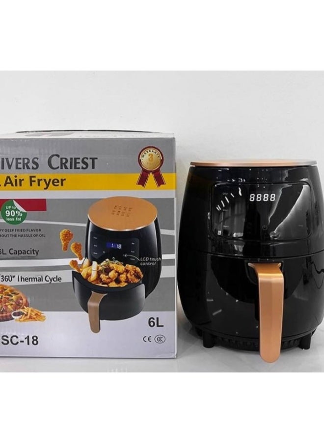 شظايا كريست Slivers Criest قلاية هوائية كهربائية SC-18 بسعة 6 لتر مع تحكم رقمي باللمس للطهي المنزلي - Image 3