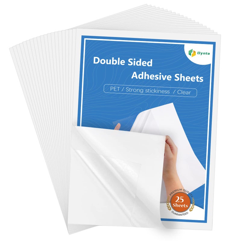 Dynta Double Sided Adhesive Sheets for Arts Craft Scrapbooking Photo Albums Home Decorative 25Pcs, 8.3 x 11.7 Inch - Image 1