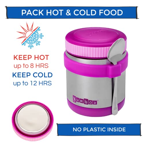 Yumbox Leak-Proof Insulated Food Jar, 14 oz (1.75 cups), Triple Insulated Stainless Steel, Keeps Food Hot for 6 Hours, Cold for 12 Hours, Wide Mouth with Removable Utensil Band, Bijoux Purple - Image 4