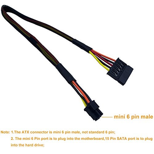 COMeap SATA Power Cable for Dell Inspiron 3653 3650 Series, SATA 15 Pin to Mini 6 Pin ATX Adapter Compatible Part No. GP2JM 15-inch(38cm) (Pack of 2) - Image 4