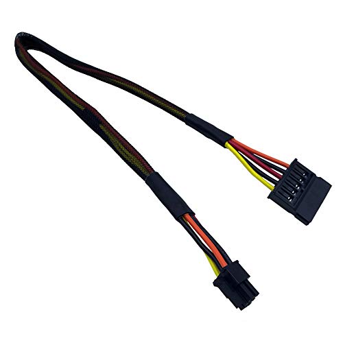 COMeap SATA Power Cable for Dell Inspiron 3653 3650 Series, SATA 15 Pin to Mini 6 Pin ATX Adapter Compatible Part No. GP2JM 15-inch(38cm) (Pack of 2) - Image 1