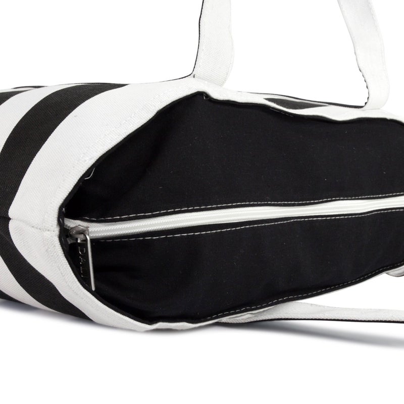 DALIX Striped Beach Bag Tote Bags Satchel Personalized Black Ballent Letter N - Image 5