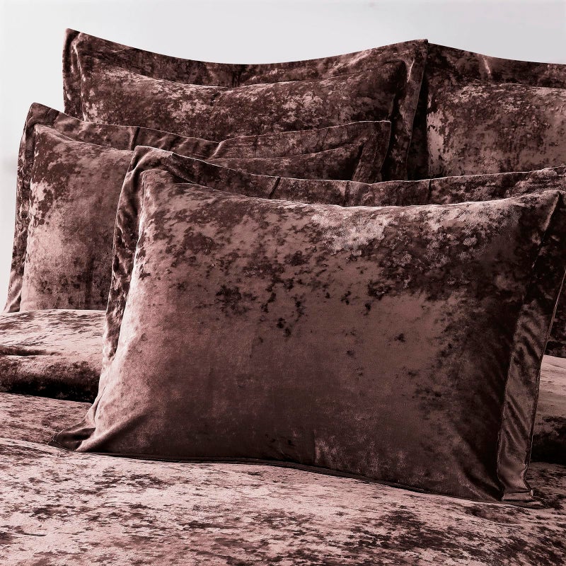 Fredsure Distressed Velvet Comforter Set, 5 Pieces Brown Queen, Distressed Velvet Face and Brushed Microfiber Reverse - Image 4