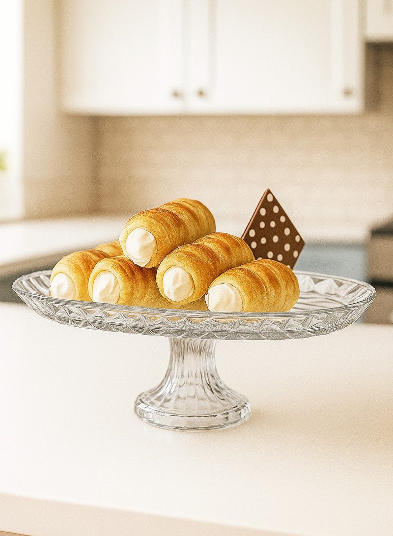 جوزيل طبق زجاجي فاخر مع قاعدة بشكل دائري 33×17×13 سم - Image 2