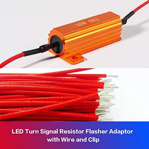 Reswish 4 PCS Load Resistor,LED Turn Signal Resistor Flasher Adaptor with Wire and Clip,50W 6ohm LED Load Resistors Conversion Kit for Fix LED Bulb Hyper Flash Turn Signal Light Bulb Fast Blink Error Code (4) - Image 2