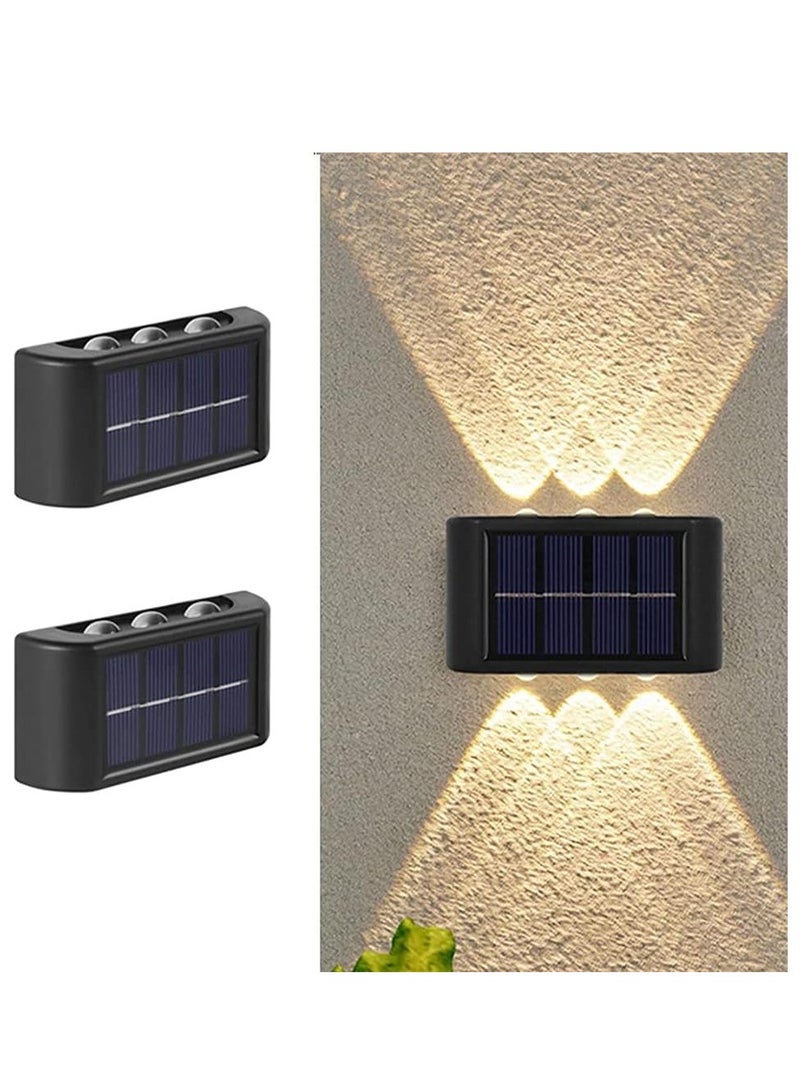 2 Pack Solar Fence Lights, 6 Small Solar Lights, LED Solar Wall Lights Outdoor, Waterproof Security Night Sensor Light for Pathway, Porch Yard, Garage Garden, Fence Walkway, Driveway (Including batteries） - Image 1