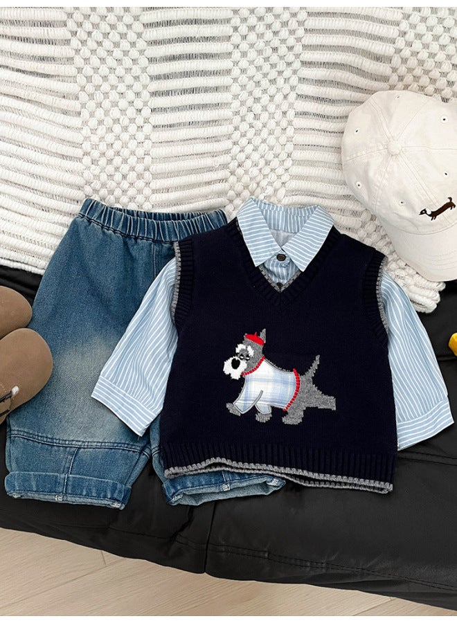 Korean Style Baby Spring And Autum Super Cute Cartoon Knitted Vest For Men And Women Baby Sweater Kidsren's Outer Vest Trendy - Image 4