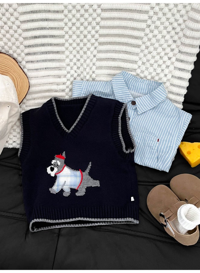 Korean Style Baby Spring And Autum Super Cute Cartoon Knitted Vest For Men And Women Baby Sweater Kidsren's Outer Vest Trendy - Image 3