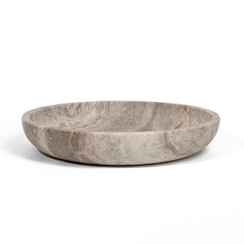 Shelf & Nook Travertine Decorative Bowls for Home Decor. Key Bowl for Entryway Table in a Choice of 5 Colors (Silver-Grey, Large) - Image 2
