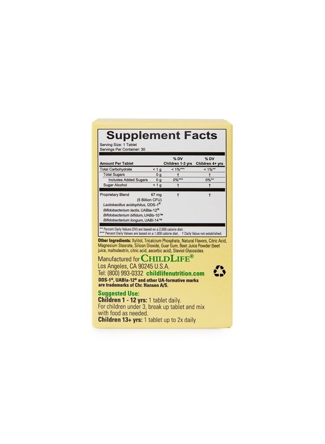CHILDLIFE ESSENTIALS ChildBiotics Immune & Digestive Support - Kids Probiotic, Contains Live Probiotics, Good for Digestion & Immune Support, Allergen-Free, Non-GMO - Natural Berry Flavor, 30 Tablets  - Image 2