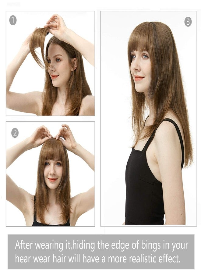 فيشبن وصلات شعر فيشفين بمشبك، غرة أمامية منحنية، غرة فرنسية، غرة بنية داكنة، غرة أمامية طبيعية مسطحة أنيقة مع صدغين، قطعة واحدة، وصلة شعر للنساء والفتيات - Image 5