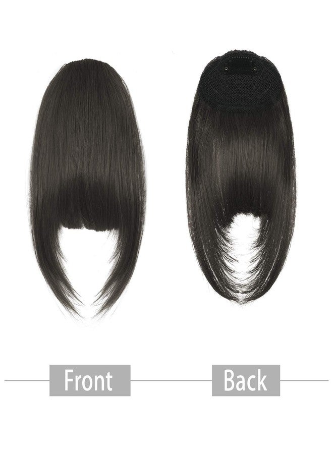 فيشبن وصلات شعر فيشفين بمشبك، غرة أمامية منحنية، غرة فرنسية، غرة بنية داكنة، غرة أمامية طبيعية مسطحة أنيقة مع صدغين، قطعة واحدة، وصلة شعر للنساء والفتيات - Image 2