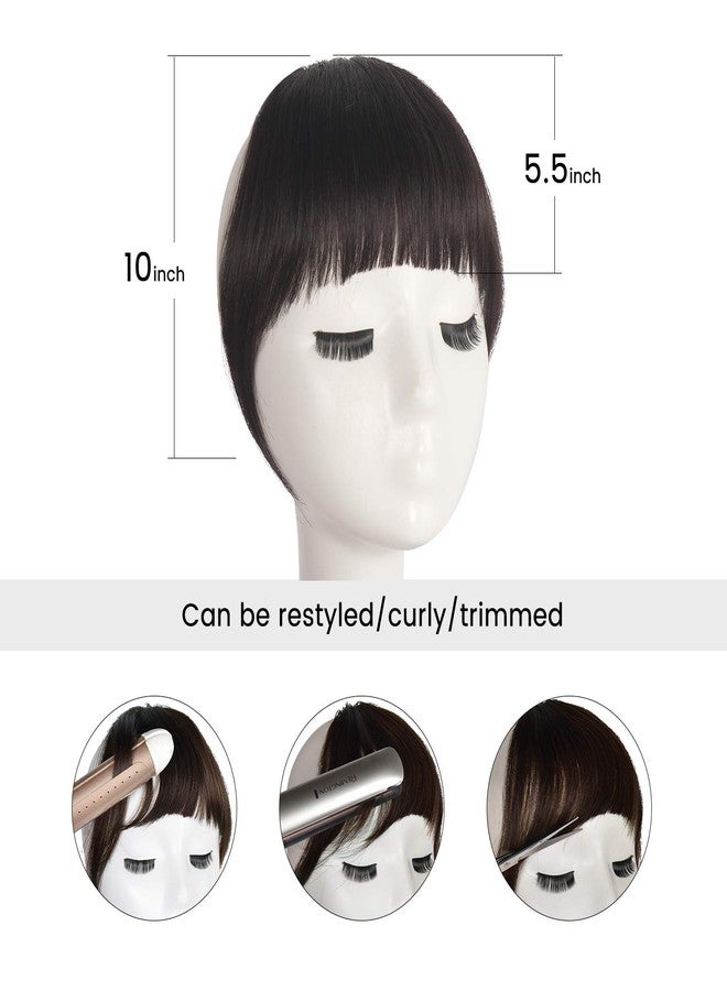 فيشبن وصلات شعر فيشفين بمشبك، غرة أمامية منحنية، غرة فرنسية، غرة بنية داكنة، غرة أمامية طبيعية مسطحة أنيقة مع صدغين، قطعة واحدة، وصلة شعر للنساء والفتيات - Image 4