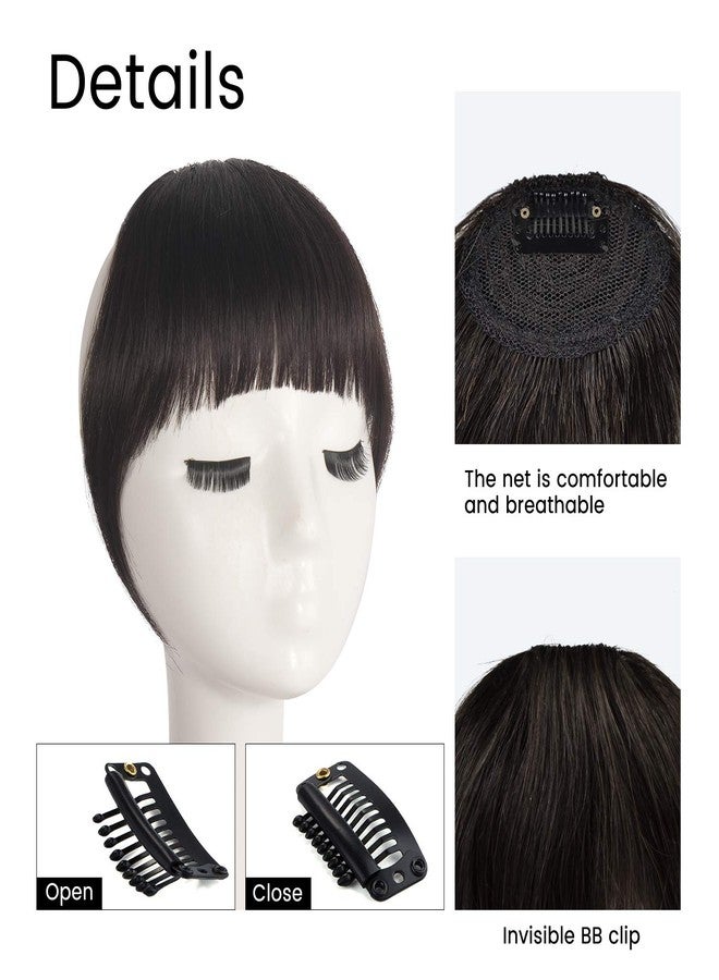 فيشبن وصلات شعر فيشفين بمشبك، غرة أمامية منحنية، غرة فرنسية، غرة بنية داكنة، غرة أمامية طبيعية مسطحة أنيقة مع صدغين، قطعة واحدة، وصلة شعر للنساء والفتيات - Image 3