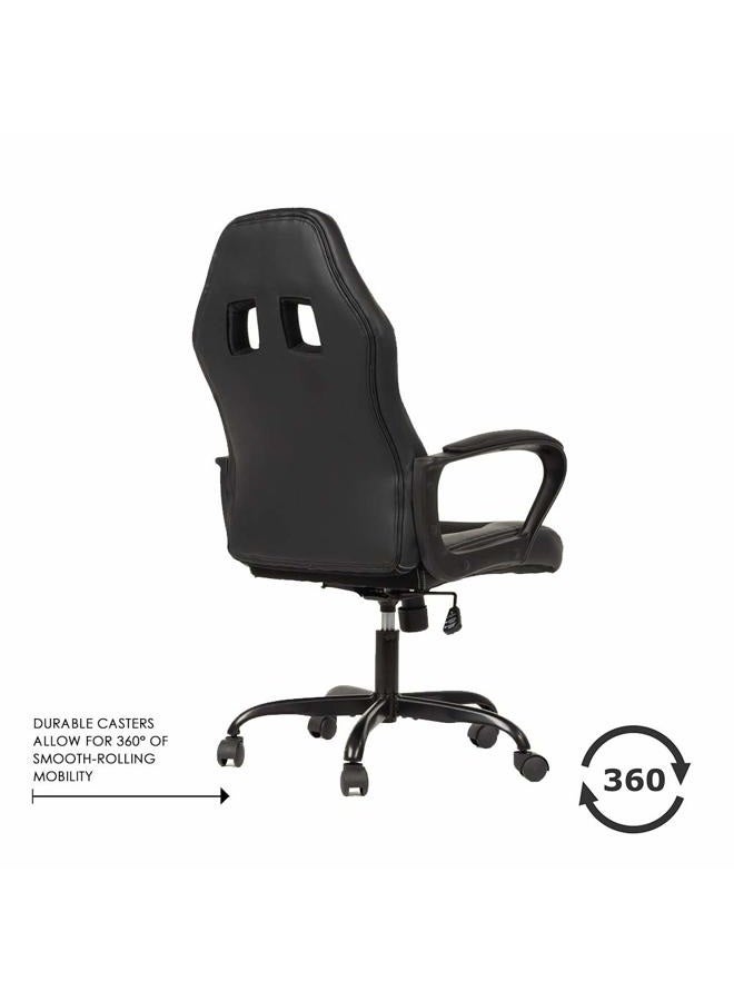 BestOffice Office Chair PC Gaming Chair Cheap Desk Chair Ergonomic PU Leather Executive Computer Chair Lumbar Support for Women, Men (Black) - Image 4