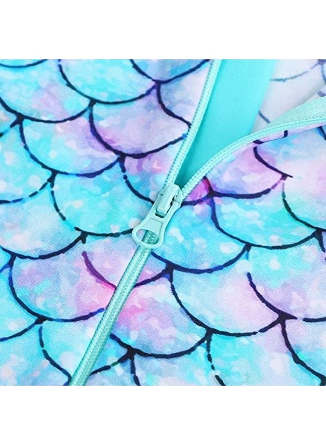 ملابس سباحة للبنات من عمر 3 إلى 10 سنوات، مع عامل حماية من الأشعة فوق البنفسجية 50+، قطعة واحدة، بسحاب، زي رياضي دافئ لركوب الأمواج في الصيف - Image 3