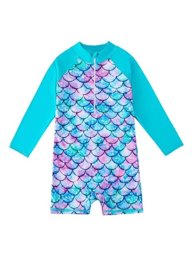 ملابس سباحة للبنات من عمر 3 إلى 10 سنوات، مع عامل حماية من الأشعة فوق البنفسجية 50+، قطعة واحدة، بسحاب، زي رياضي دافئ لركوب الأمواج في الصيف - Image 5