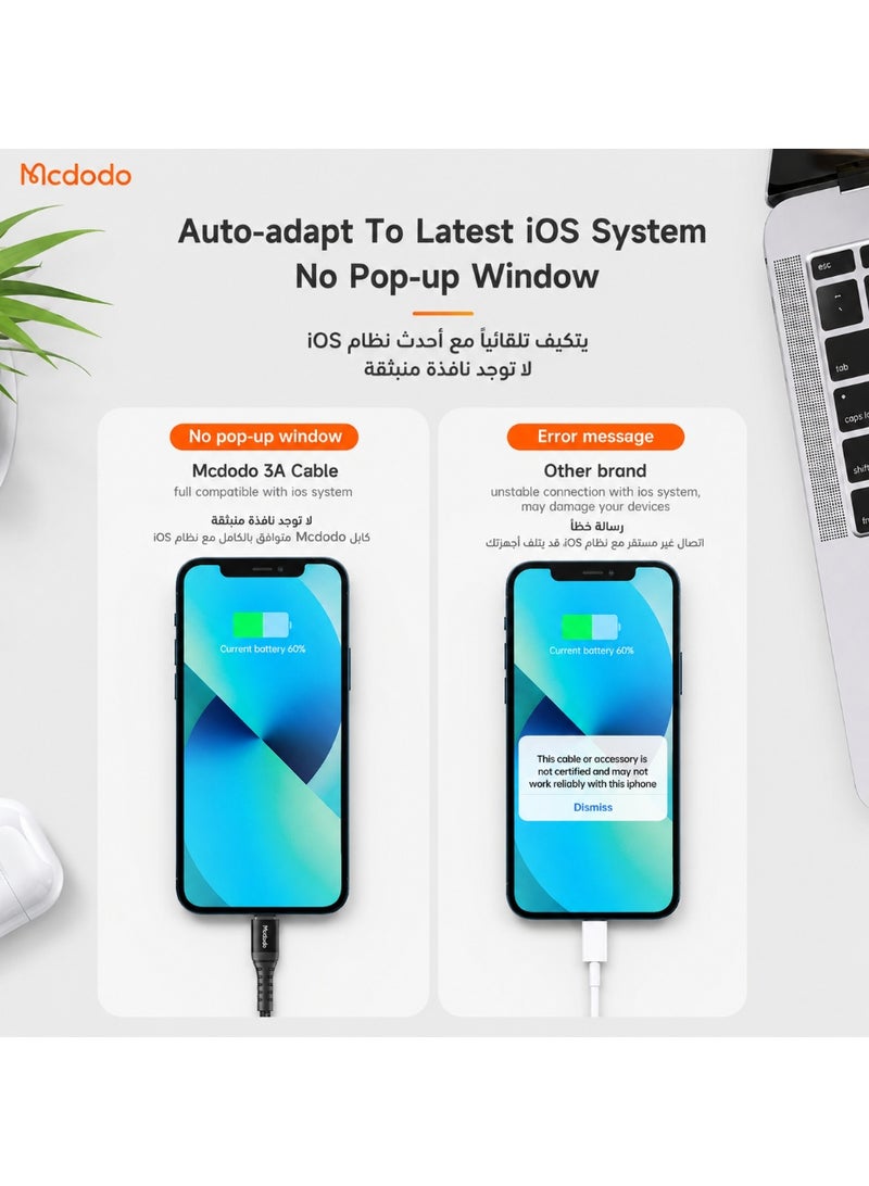 Mcdodo iPhone Charger Cable 3M [MFi Certified] USB-A to Lightning Braided Fast Charging Cable 2.4A Durable Cord Compatible with iPhone 14 13 12 11 Pro Max XR XS 8 7 6 Plus iPad AirPods - Image 3