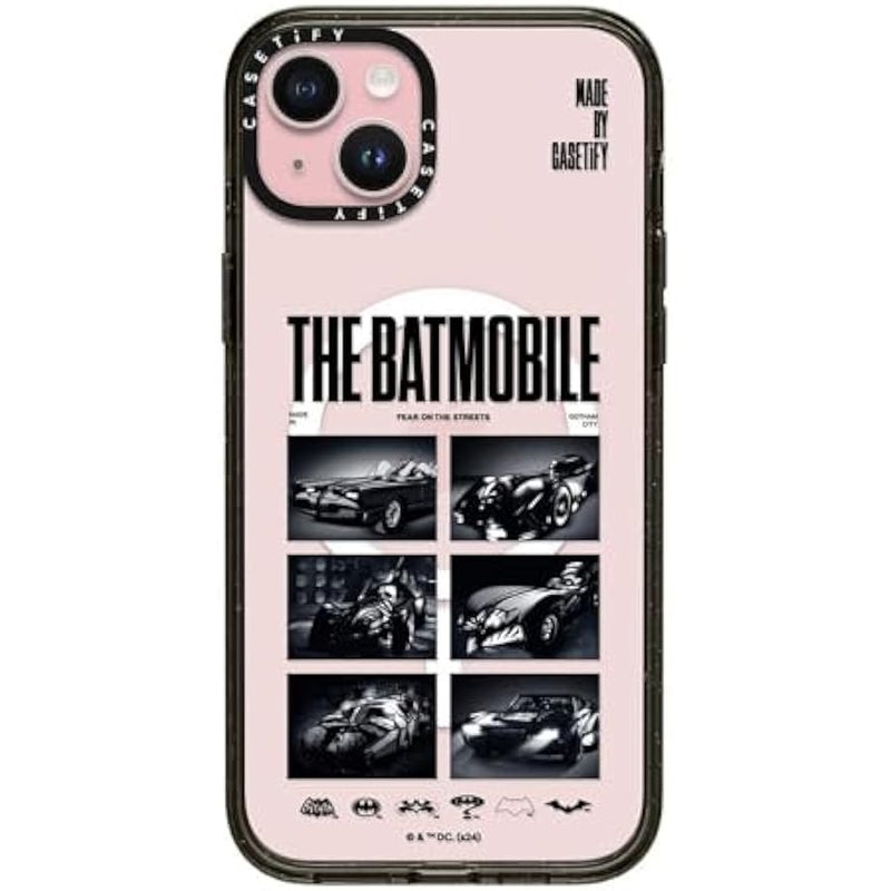 Casetify Impact iPhone 15 Plus Case 【Batman Co-Lab / 4X Military Grade Drop Tested / 8.2ft Drop Protection/Compatible with Magsafe】 - The Batmobile - Clear Black - Image 1