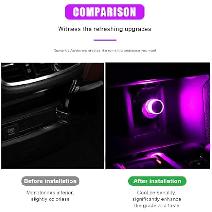Azonee 4 Pcs Usb Led Car Interior Atmosphere Lights Night Light Mini Led Decoration Light PlugIn Usb Automotive Interface Charging Lamps Universal Mini Usb Led Light Suitable For Cars Bedrooms - Image 4