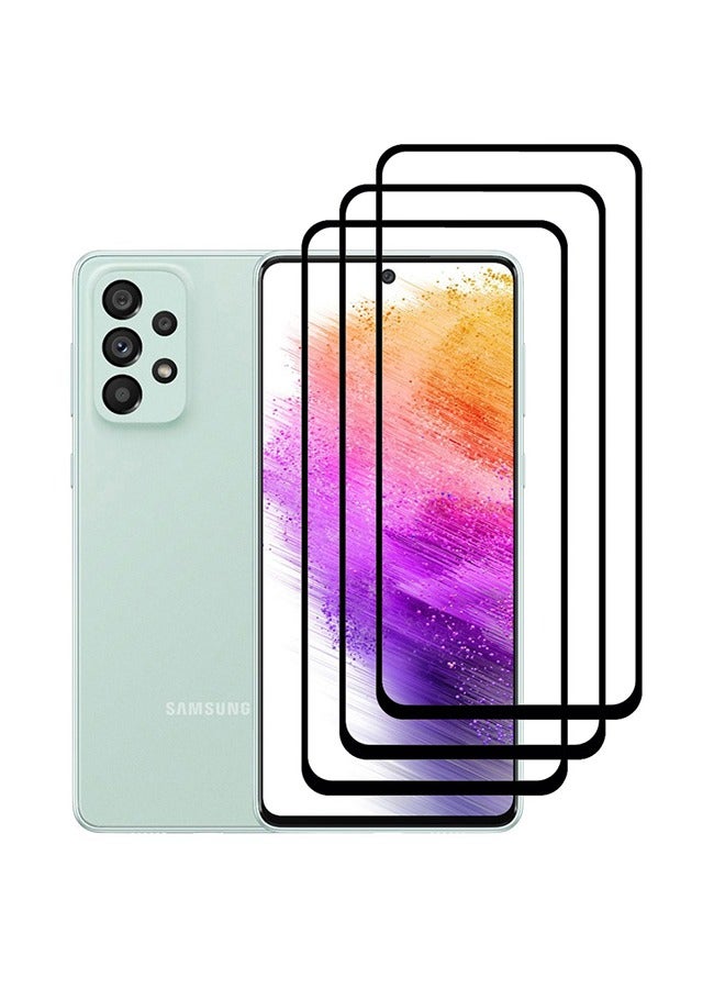 مجموعة لاصقة حماية للشاشة من الزجاج المقوى لهاتف سامسونج جالاكسي A73 بتقنية 5G مقاس 6.7 بوصة من 3 قطع - Image 2