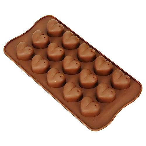 Stewit® Silicone Chocolate Candy Mould, Heart Shape | 15 Cavity Mold, Re-Usable | Brown (Heart Mould) - Image 1