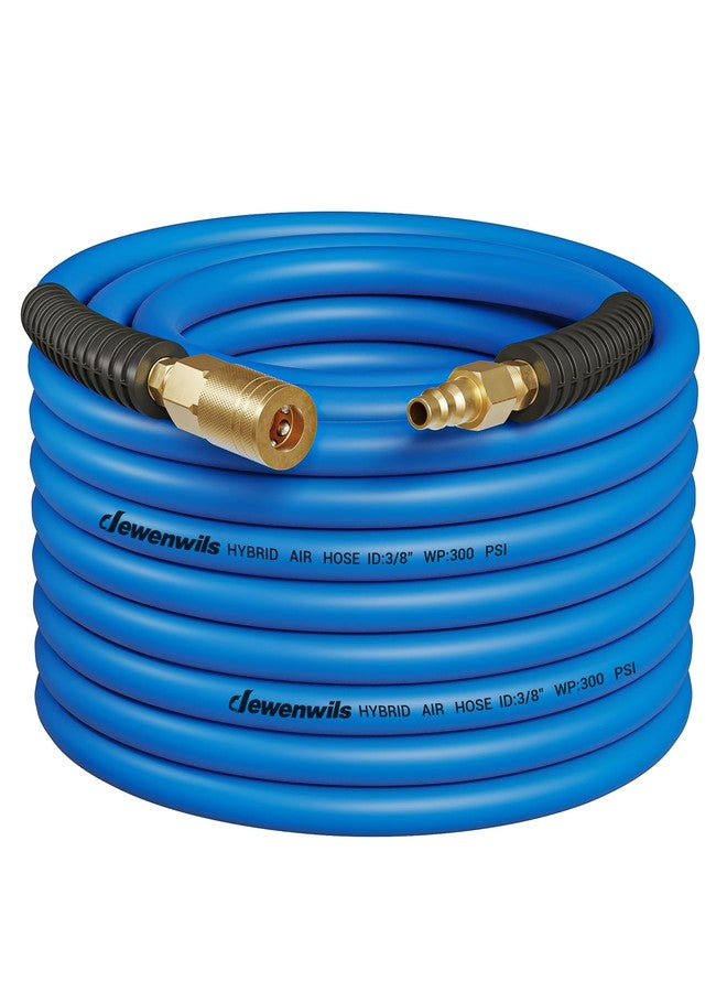 DEWENWILS Air Hose 3/8 Inch by 50FT 300 PSI, Heavy Duty Air Compressor Hose with 1/4" Industrial Quick Coupler Fittings, Flexible and Kink Resistant Hybrid Air Hose (Blue) - Image 1