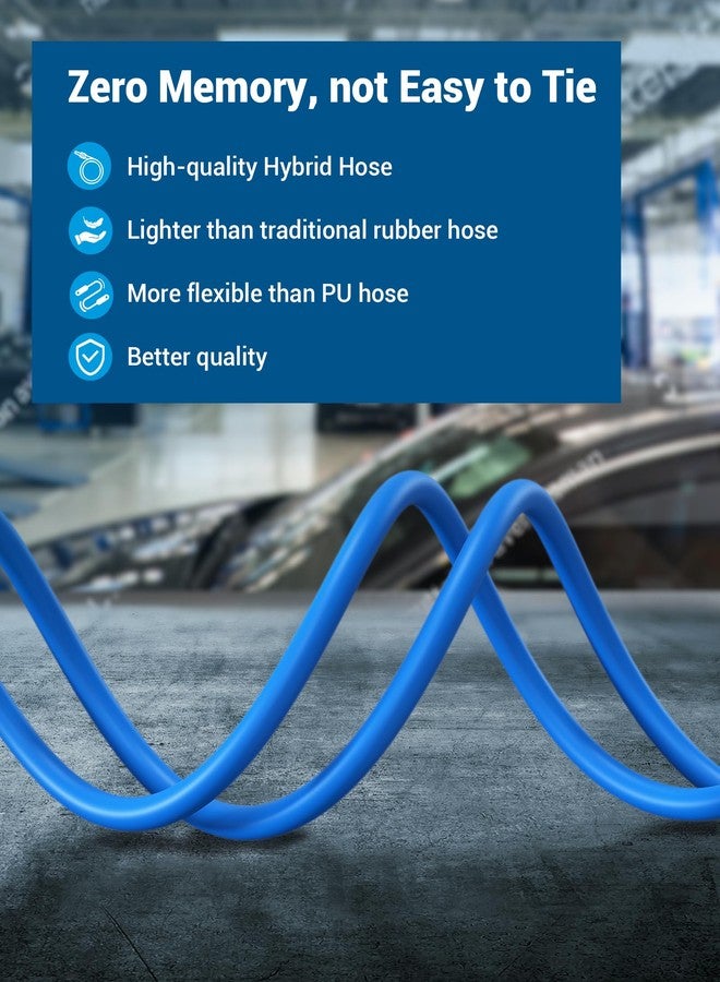 DEWENWILS Air Hose 3/8 Inch by 50FT 300 PSI, Heavy Duty Air Compressor Hose with 1/4" Industrial Quick Coupler Fittings, Flexible and Kink Resistant Hybrid Air Hose (Blue) - Image 3