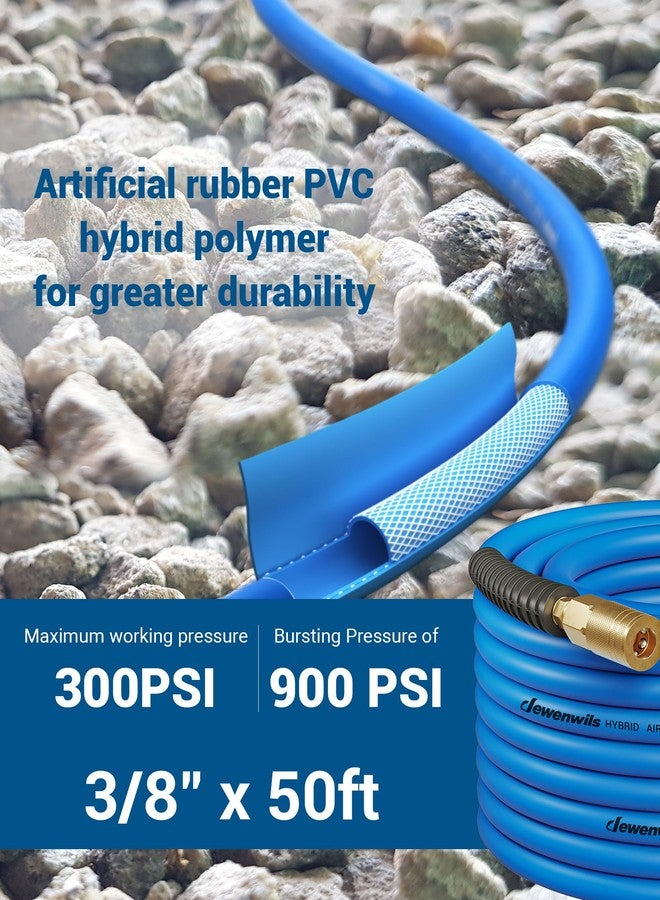 DEWENWILS Air Hose 3/8 Inch by 50FT 300 PSI, Heavy Duty Air Compressor Hose with 1/4" Industrial Quick Coupler Fittings, Flexible and Kink Resistant Hybrid Air Hose (Blue) - Image 4