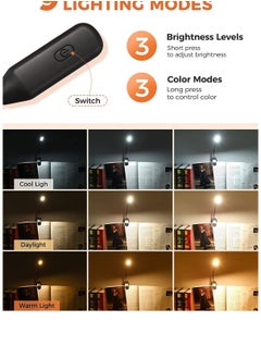Excefore Reading Light, Book Light for Reading in Bed, 3 Brightness Levels × 3 Color Temperatures Mini Portable Desk Light, Eye-Care USB Rechargeable with 7LEDs Lamp, Flexible Clip-on Desk Light  - Image 3