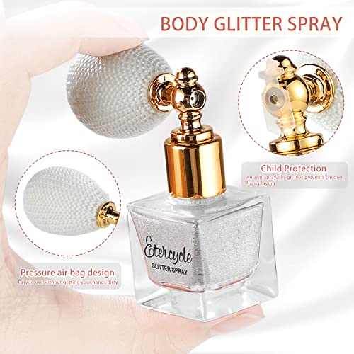 Etercycle Silver Body Glitter Spray Shimmering Spray Powder Sparkle Powder Cosmetic Shimmer Makeup Glitter for Hair and Body Face Clothes Nail Art Craft Design Easter Christmas Halloween Crafts - Image 5