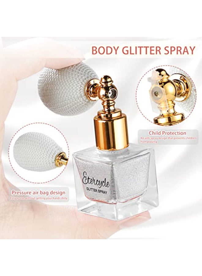 Etercycle Silver Body Glitter Spray Shimmering Spray Powder Sparkle Powder Cosmetic Shimmer Makeup Glitter for Hair and Body Face Clothes Nail Art Craft Design Easter Christmas Halloween Crafts - Image 4