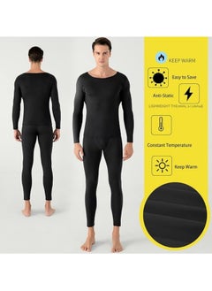Jorunb Men's Thermal Underwear Set Ladies Long Johns Thermal Set Fleece Lined Premium Soft Thermal Underwear Winter Base Layer Tops & Bottoms for Men  - Image 5