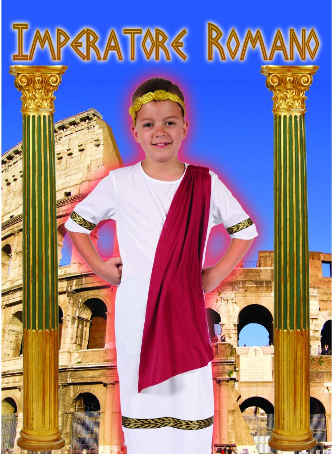 Ciao زي الإمبراطور الروماني للأطفال متوسط | زي إمبراطور روماني قديم مع توغا وإكسسوارات | ملابس تاريخية للأولاد لعيد الهالوين، الكرنفال ومسرحيات المدرسة - Image 2