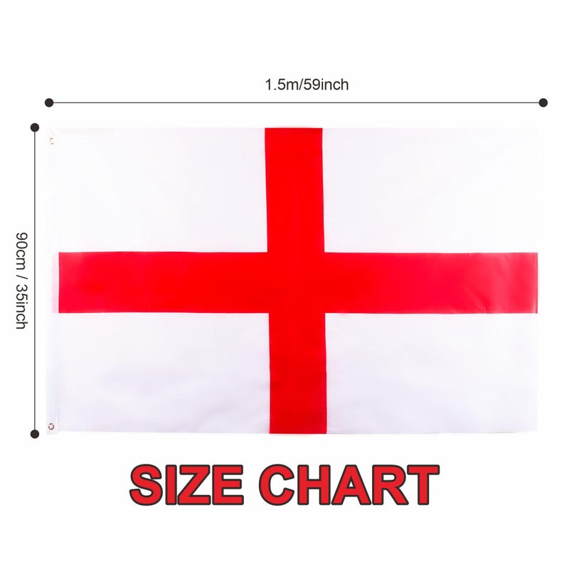 Generic YAAVAAW 5x3ft Large England Flag St Georges Cross Flag for Euro Football Cup 2024, Big England St Georges Flag with Eyelets for Football Sports Events Fans Bar Garden Indoor Outdoor Party Decorations  - Image 2