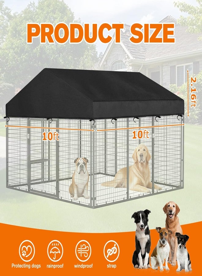 Bhyhok 10'W X 10'L Waterproof Dog Kennel Cover Outdoor 600D Oxford Fabric Dog Kennel Roof with Silver UV-Protective Coating for Windproof, Rainproof, Sun-Protective(Covers Only) - Image 2