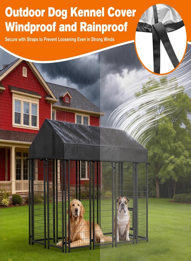 Bhyhok 10'W X 10'L Waterproof Dog Kennel Cover Outdoor 600D Oxford Fabric Dog Kennel Roof with Silver UV-Protective Coating for Windproof, Rainproof, Sun-Protective(Covers Only) - Image 5