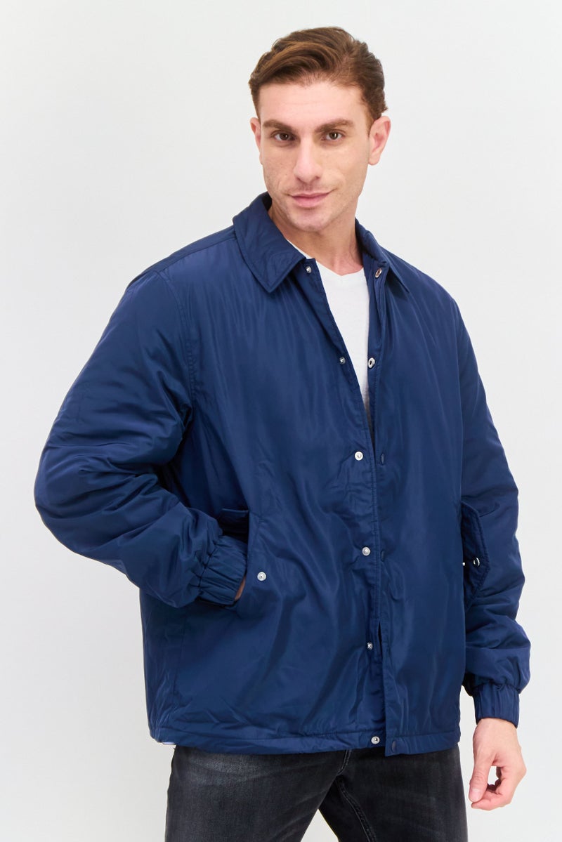 ESPRIT Men Solid Bomber Jacket, Navy - Image 1