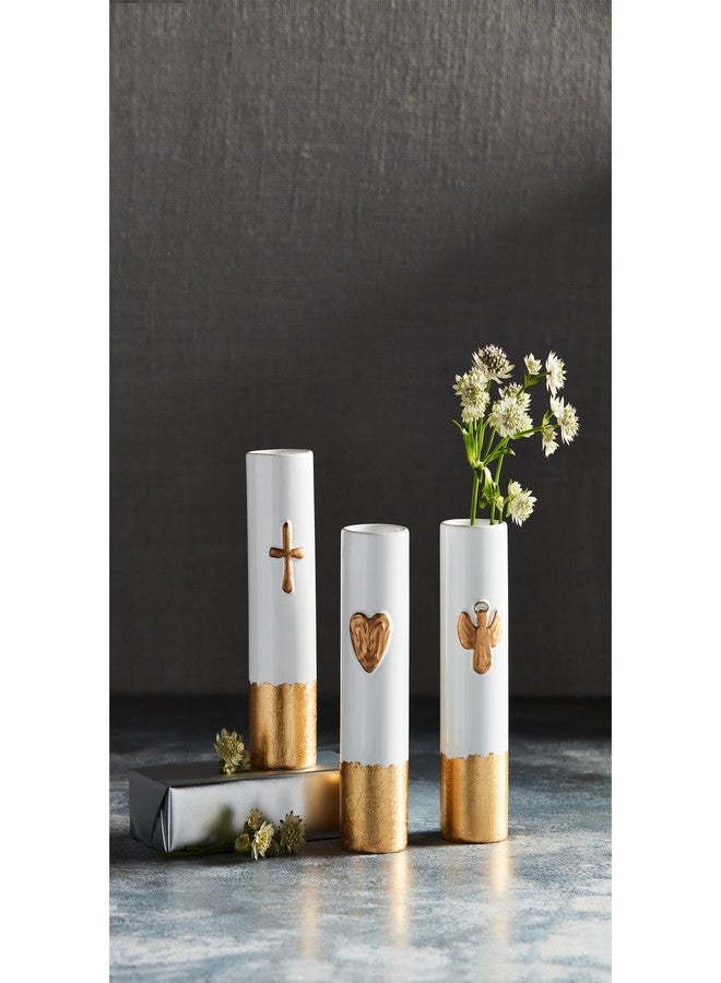 Mud Pie Painted Gold Bud Vase, Heart, 7" x 2" Dia - Image 2