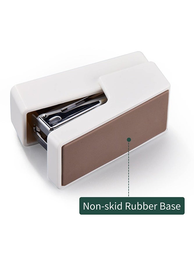 Deli - Mini Stapler with 830 Standard Staples, 16 Sheet Capacity Manual Stapler Desktop Stapler Children's Stapler for Student, Office, White - Image 1