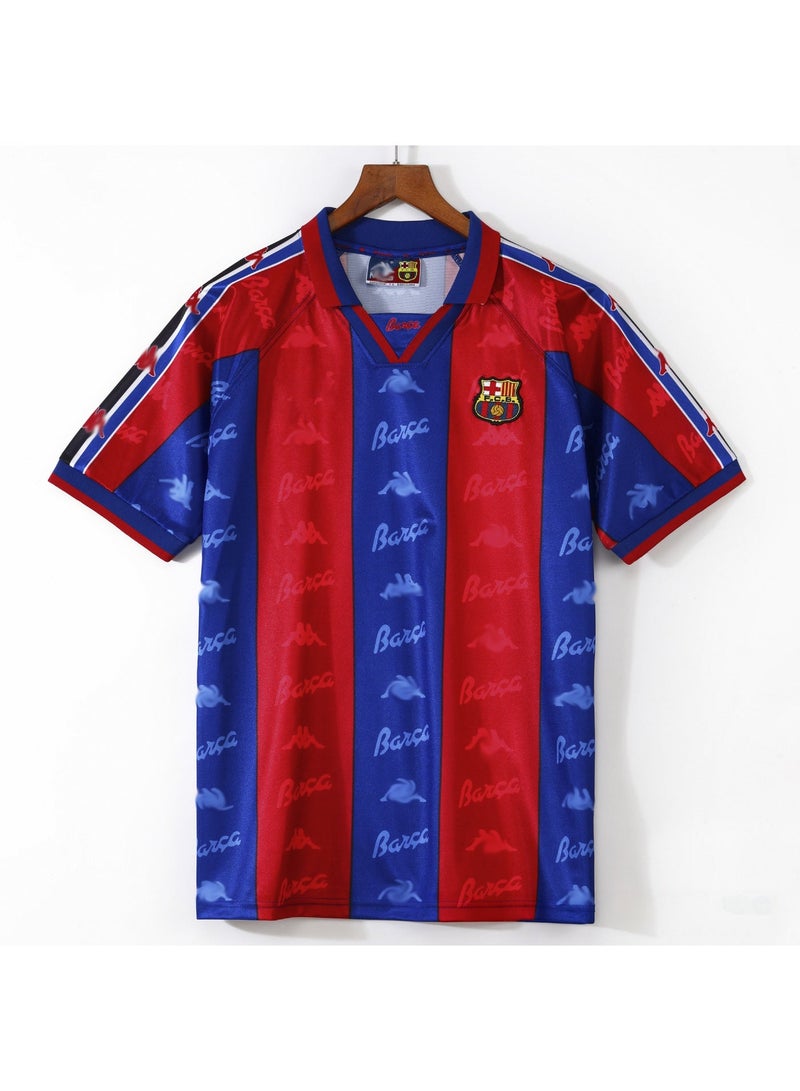 برشلونة 1995-1997 برشلونة المنزل الرجعية لكرة القدم جيرسي ، قصيرة الأكمام قميص لكرة القدم للجماهير - Image 1