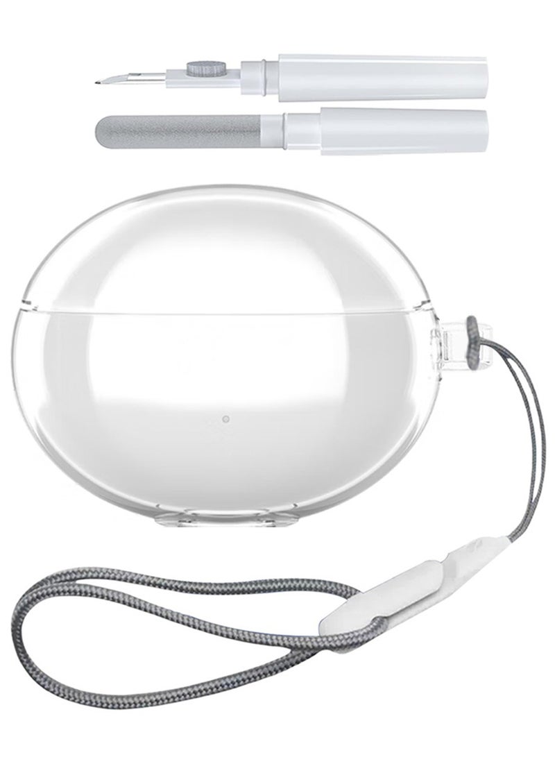 جراب شفاف لسماعات هواوي فري بادز 5i، مع مجموعة تنظيف وحبل، غطاء ناعم من مادة TPU - Image 1