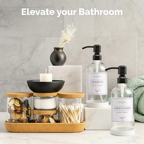 Vine Creations Clear Glass Soap Dispenser, 2 Pack Kitchen Soap Dispenser Set with Stainless Steel Pump, 16 oz Dish Soap and Hand Soap Dispensers for Bathroom with Waterproof Labels - Image 4