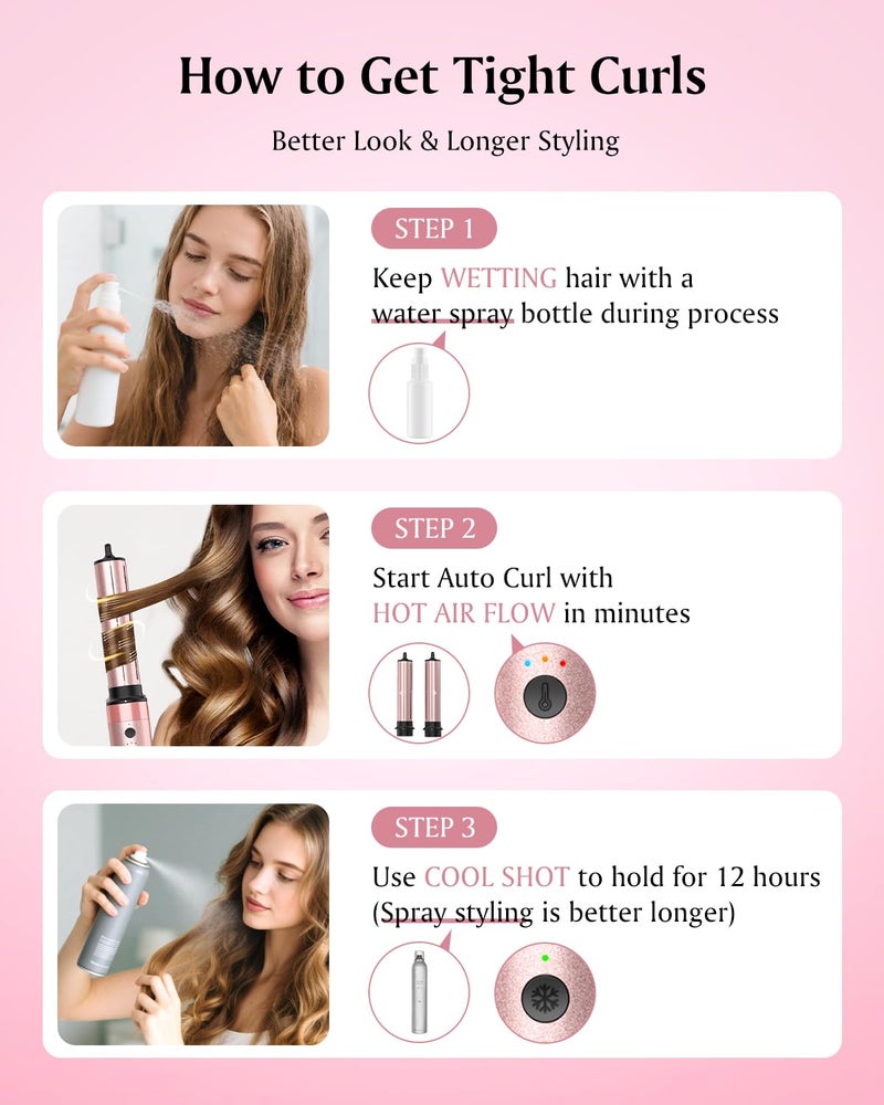 Brightup Dual Voltage Hair Styler - 5 in 1 High Speed Hot Air Styler 1400W Blow Dryer Brush, Negative Ions, Cool Shot Button, Curler, Volumizer, Straighter, No Heat Damage, with Travel Bag - Image 5