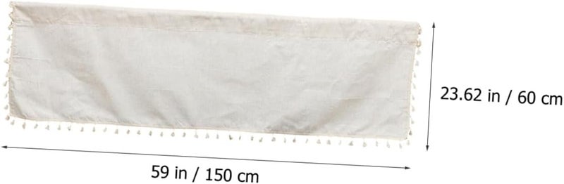 GALPADA Short Slub Linen Valance Curtain with Tassel 150x60cm, Semi-Sheer Decorative Short Curtain for Kitchen Window, Rod Pocket Privacy Drapes for Home and Café - Image 2