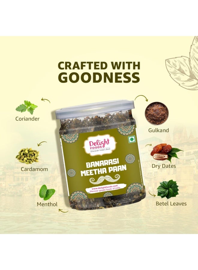 Delight Foods Banarasi Meetha Paan Mukhwas Mouth Freshener, 200grams | Without Supari & Areca Nut | Sweet Paan Hygienically Packed Jar | Traditional Mukhwas - Image 4