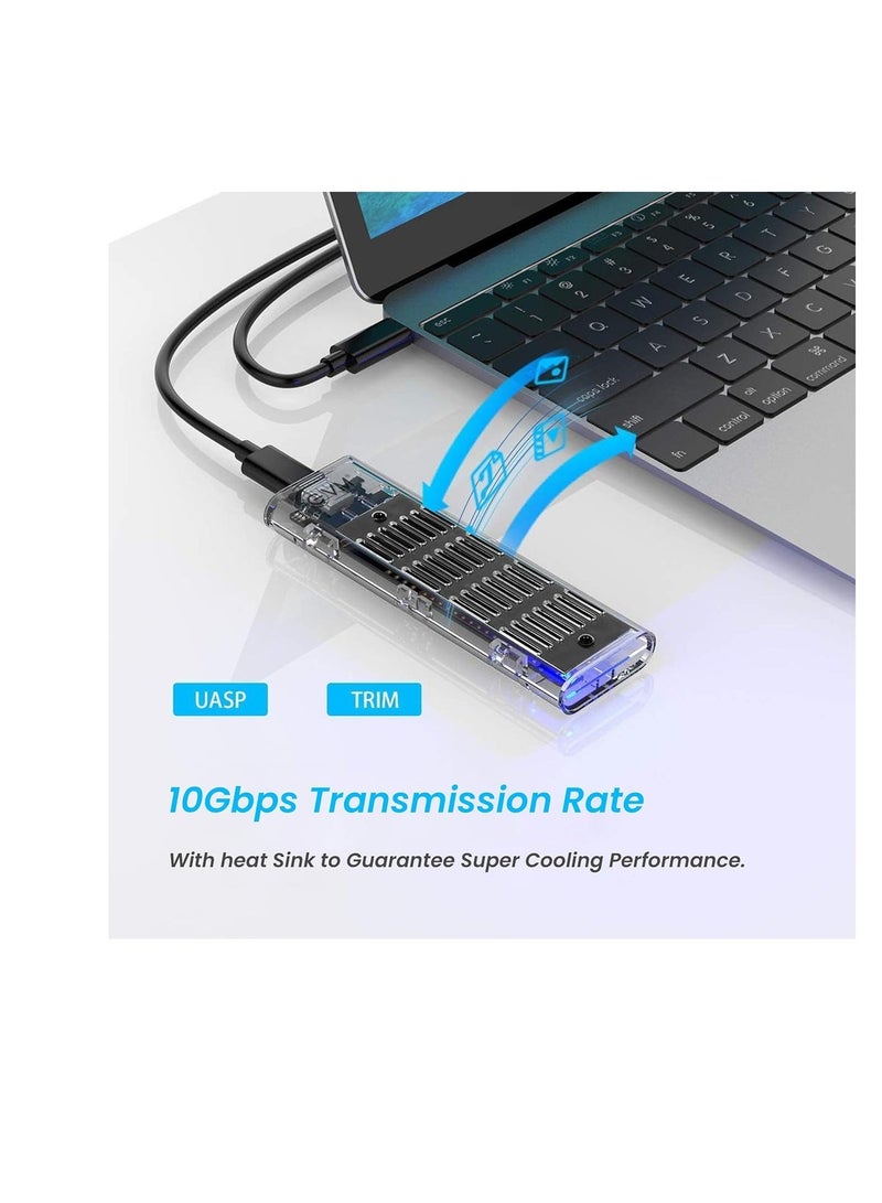 حاوية خارجية M.2 SATA & NVMe SSD مع USB 3.1 الجيل الثاني – نقل بيانات 10Gbps، كابلات Type C إلى C و USB إلى Type C مرفقة، متوافقة مع SSDs 2280/2260/2242/2230 - Image 2