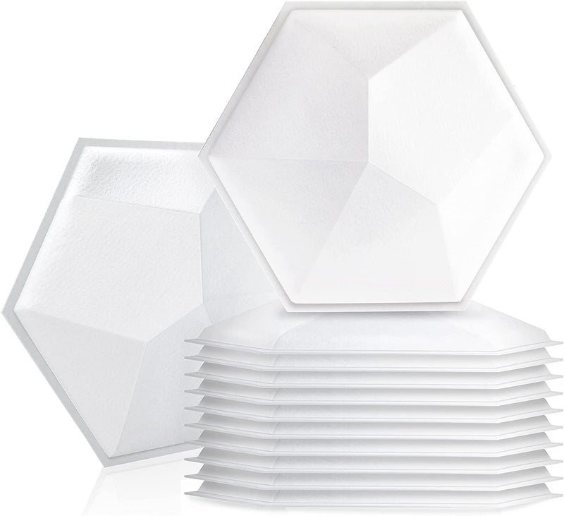 Sonic Acoustics حزمة من 12 لوحة صوتية هكسائية من ، مقاسات 14" × 12" × 0.4"، عالية الكثافة، تمتص الصوت، عازلة للصوت، بحواف مائلة، للاستخدام في الاستوديوهات، لون أبيض فائق - Image 1